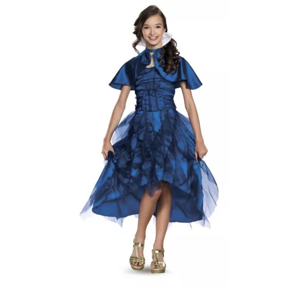 Descendants Evie Coronation Dress Girl Halloween Costume + Wig Size 7-8 Years